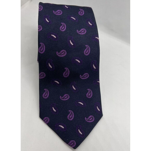 Vintage Mens Brooks Brothers Makers & Merchants Navy Italy Woven Silk Paisley - Picture 10 of 10